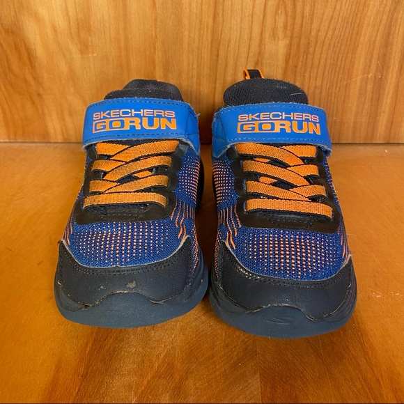 KIds 11 Skechers Go Run Blue Orange Sneakers SEF0263 - Picture 2 of 9